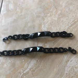 Black flat metal stud bracelets